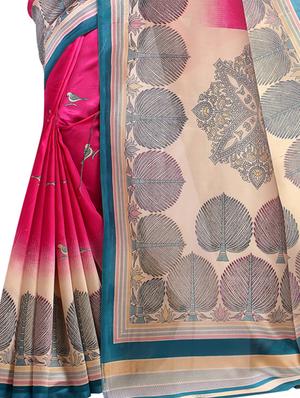 all over printed pink art silk saree with blouse - 15284117 - Standard Image - 3
