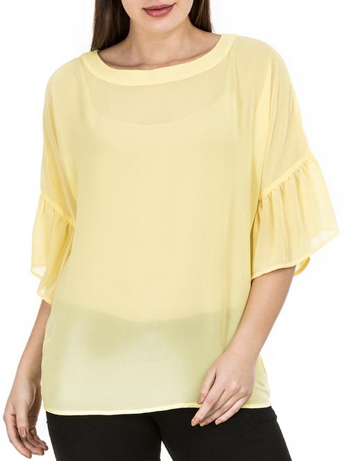 flared sleeved sheer top - 15284584 - Standard Image - 1
