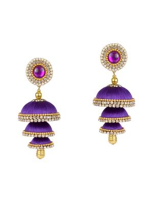 purple satin jhumka earring - 15284647 - Standard Image - 2