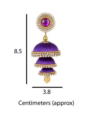 purple satin jhumka earring - 15284647 - Standard Image - 3