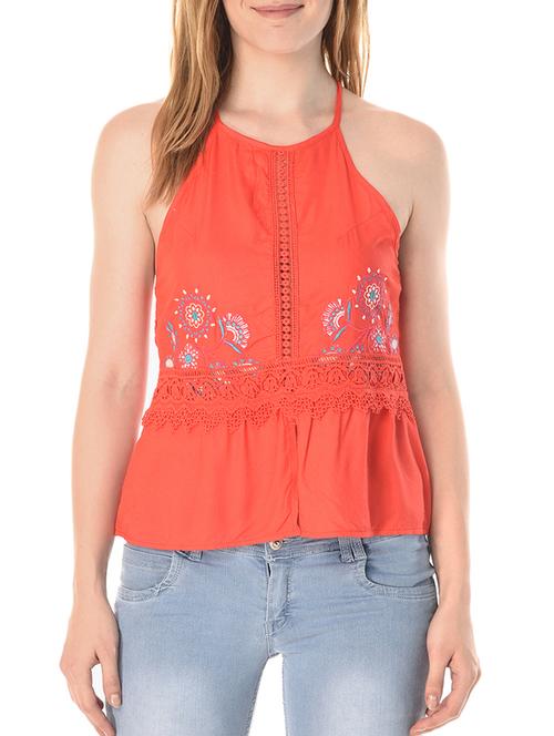 lace detail embroidered top - 15285405 - Standard Image - 1
