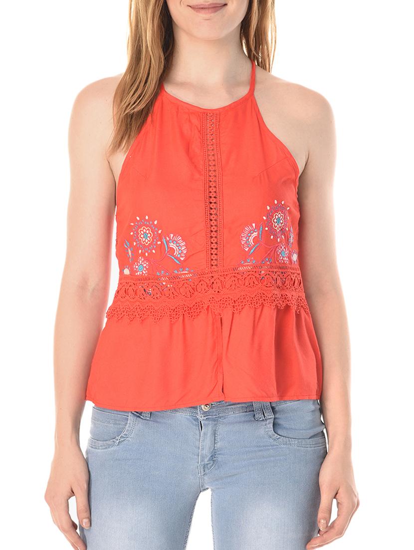 lace detail embroidered top - 15285405 - Zoom Image - 1