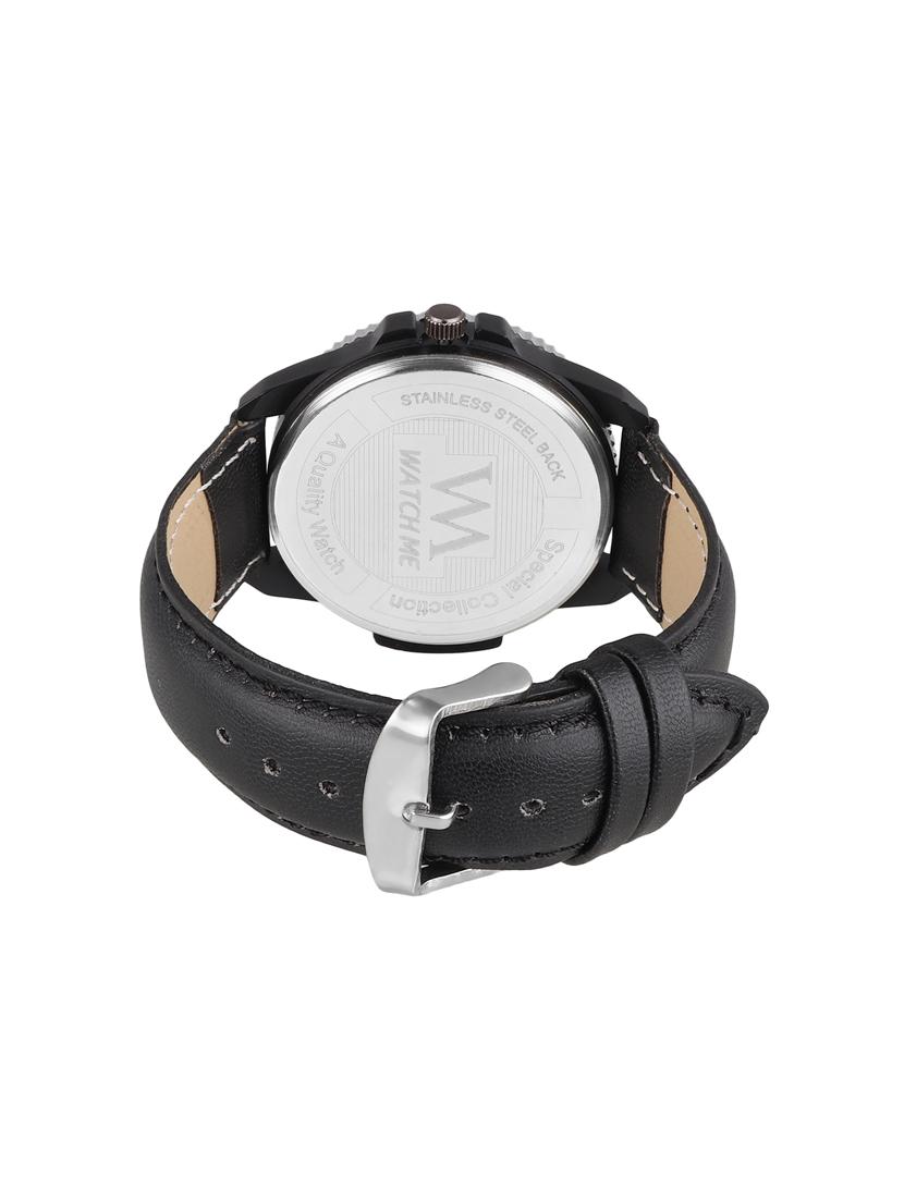 watch me day and date collection silver dial black leather strap watch for men and boys ddwm-028 - 15285530 - Zoom Image - 3