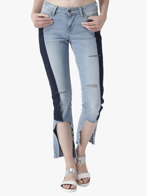 blue denim distressed jeans - 15286077 - Standard Image - 1
