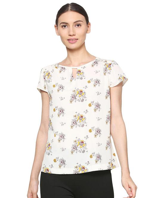 floral key hole neck top - 15286288 - Standard Image - 1