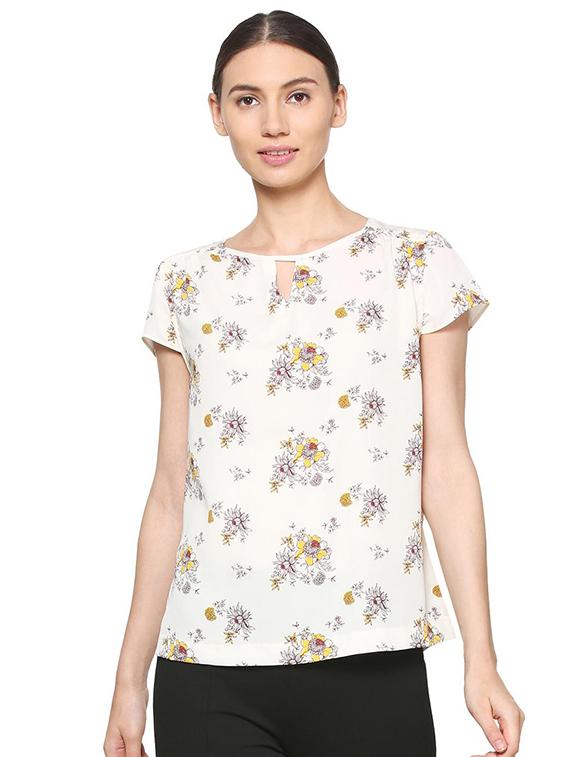 floral key hole neck top - 15286288 - Zoom Image - 1