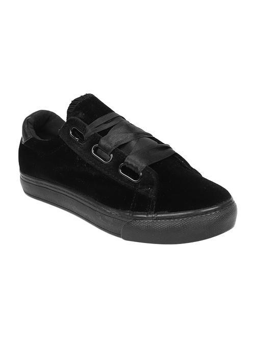 black velvet laceup casual shoes - 15286998 - Standard Image - 1