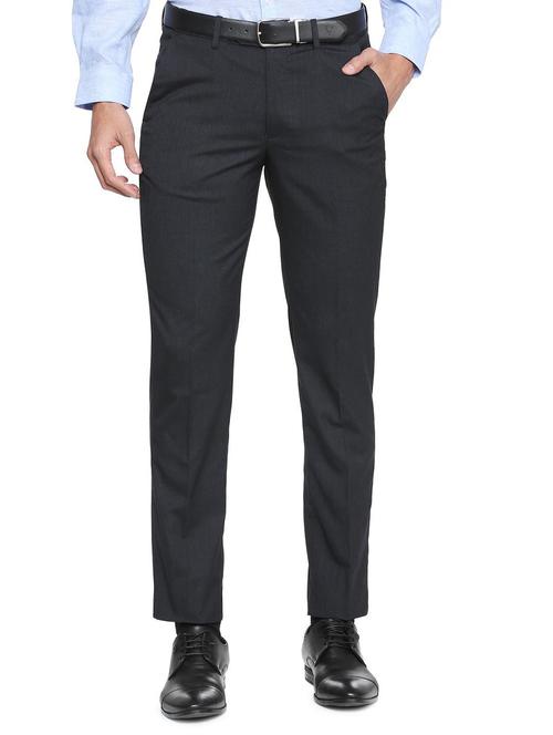 black polyester blend flat front formal trouser - 15287074 - Standard Image - 1