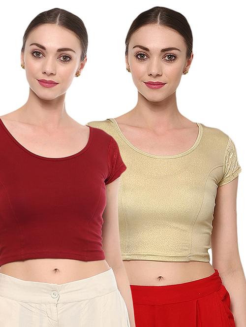 multi colored cotton lycra combos blouse - 15287694 - Standard Image - 1