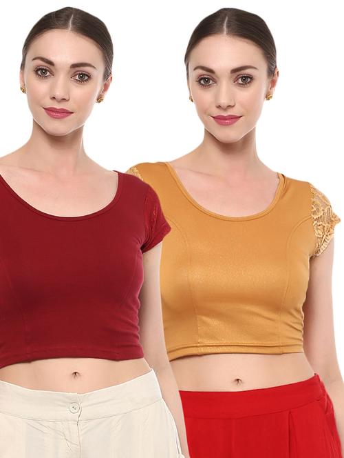 multi colored cotton lycra combos blouse - 15287729 - Standard Image - 1