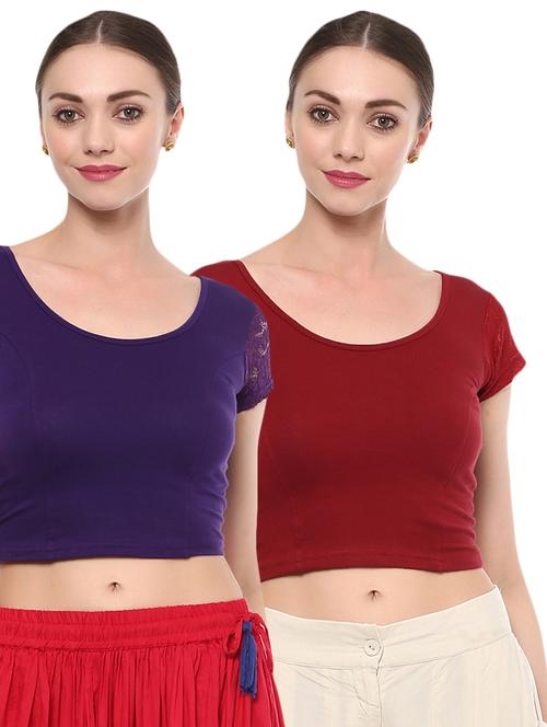 multi colored cotton lycra combos blouse - 15287739 - Very Small Image - 1