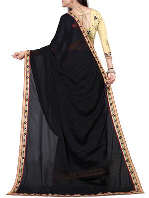 black silk bordered saree with blouse - 15287904 - Standard Image - 2