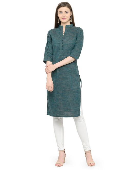 straight solid kurta - 15288347 -  Standard Image - 0