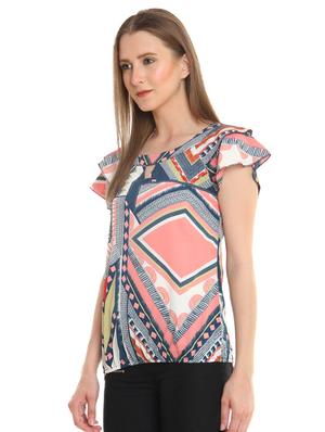 pink printed blouson crepe top - 15288486 - Standard Image - 2