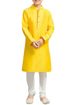yellow cotton blend kurta set - 15288500 - Standard Image - 1