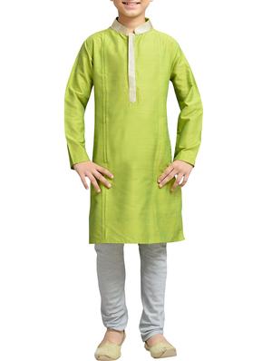 green cotton blend kurta set - 15288503 - Standard Image - 1