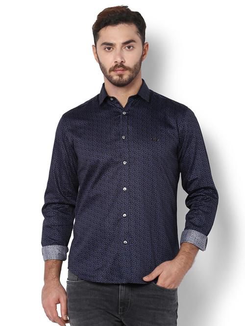 navy blue cotton casual shirt - 15289118 - Very Small Image - 1