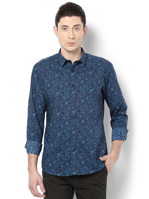 blue cotton casual shirt - 15289135 - Very Small Image - 1