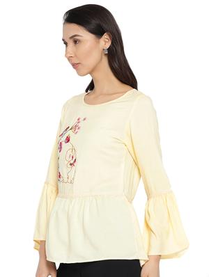 bell sleeved embroidered flared top - 15289238 - Standard Image - 2
