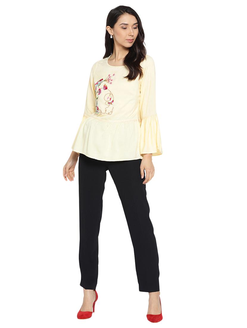 bell sleeved embroidered flared top - 15289238 - Zoom Image - 4
