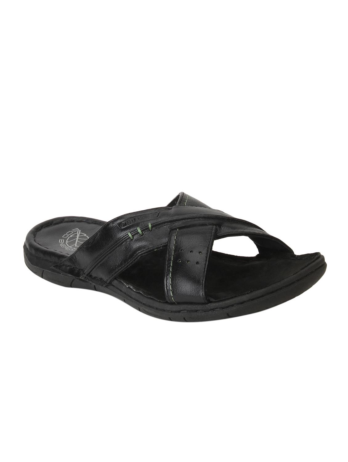 red chief black leather slip on slippers - 15289418 - Zoom Image - 1
