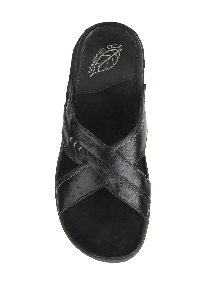 red chief black leather slip on slippers - 15289418 - Zoom Image - 4