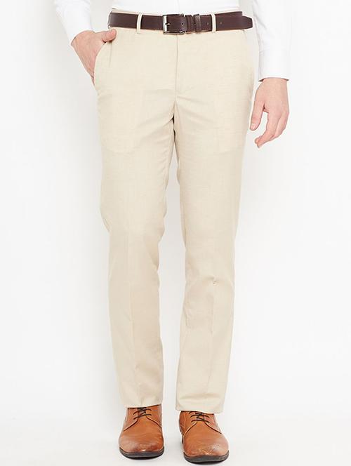 beige cotton flat front formal trouser - 15290533 - Very Small Image - 1
