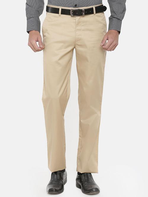 beige 100% viscose flat front trousers formal - 15290538 - Very Small Image - 1