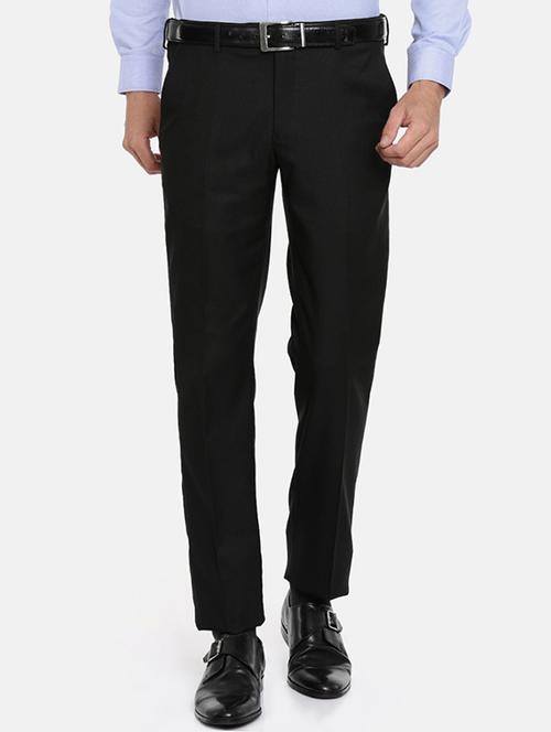 black 100% viscose flat front trousers formal - 15290545 - Very Small Image - 1