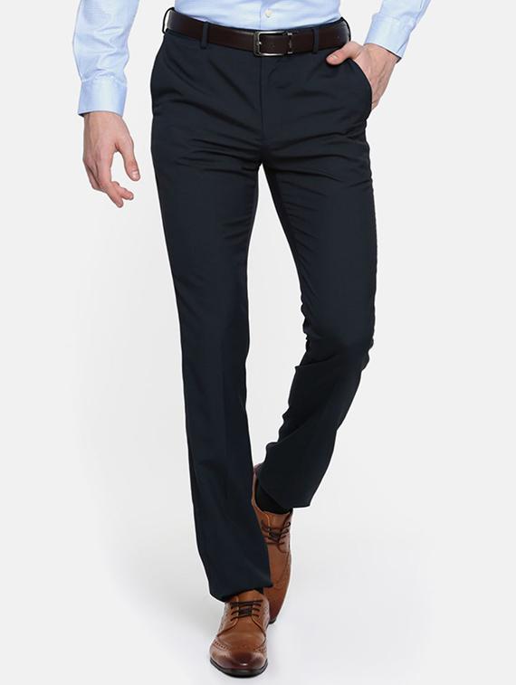 blue viscose flat front formal trouser - 15290564 - Zoom Image - 1