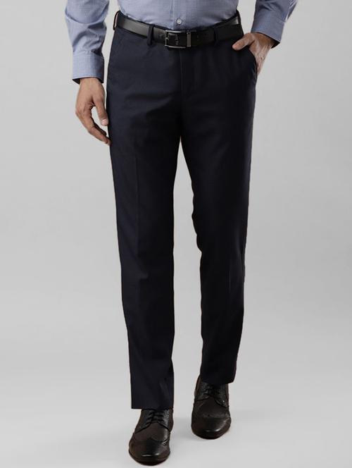 dark blue viscose flat front formal trouser - 15290571 - Very Small Image - 1
