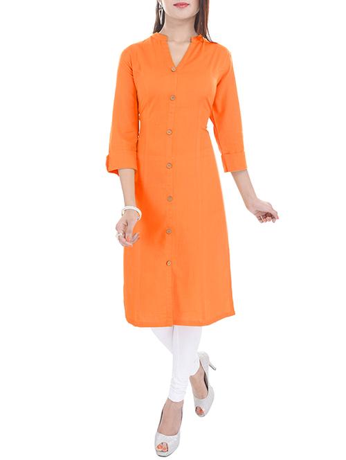 apricot straight kurta - 15291067 - Standard Image - 1