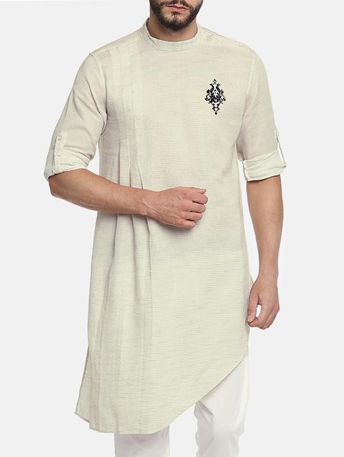 beige cotton kurta pyjama set - 15291891 - Standard Image - 1