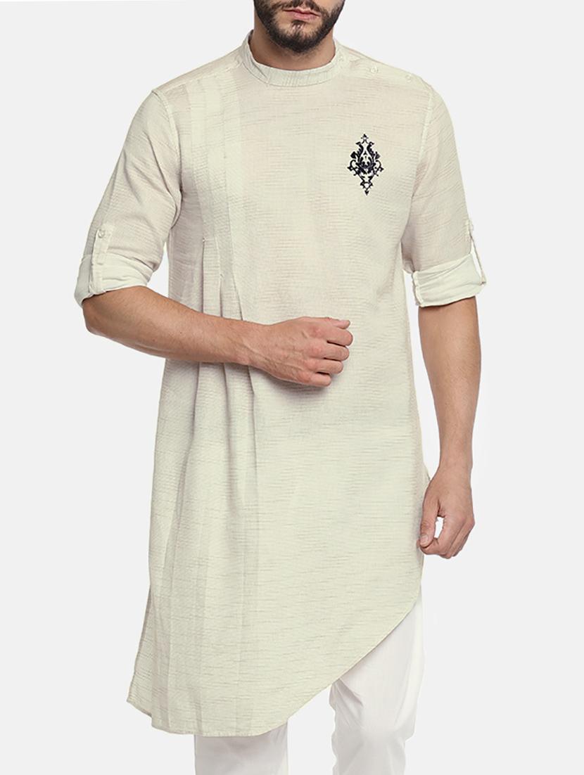 beige cotton kurta pyjama set - 15291891 - Zoom Image - 1