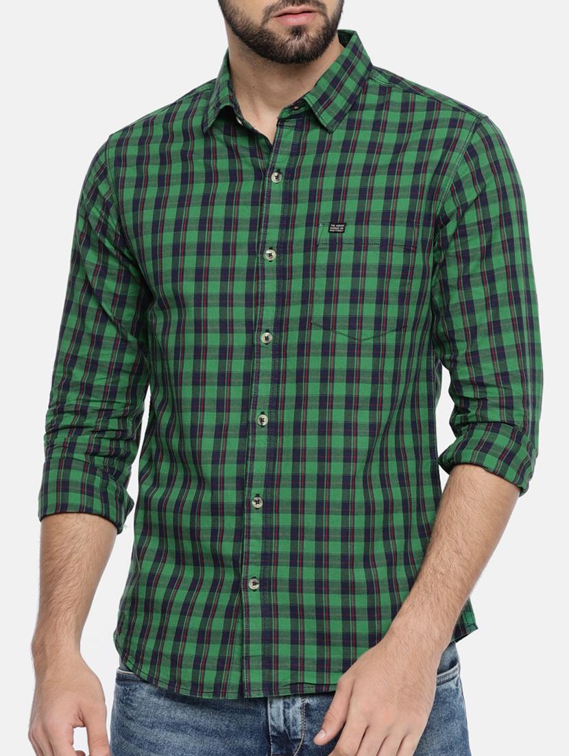 green cotton casual shirt - 15291920 - Zoom Image - 1