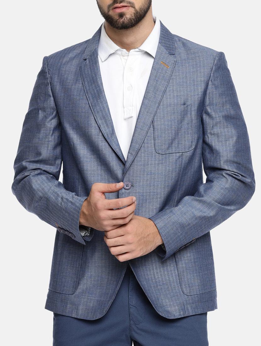 blue cotton single breasted blazer - 15291952 - Zoom Image - 1