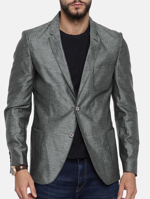 grey cotton single breasted blazer - 15291953 - Standard Image - 1