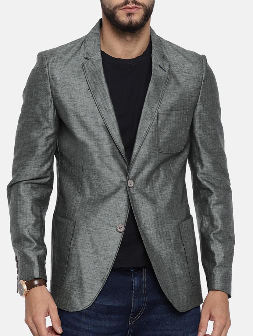 grey cotton single breasted blazer - 15291953 - Zoom Image - 1