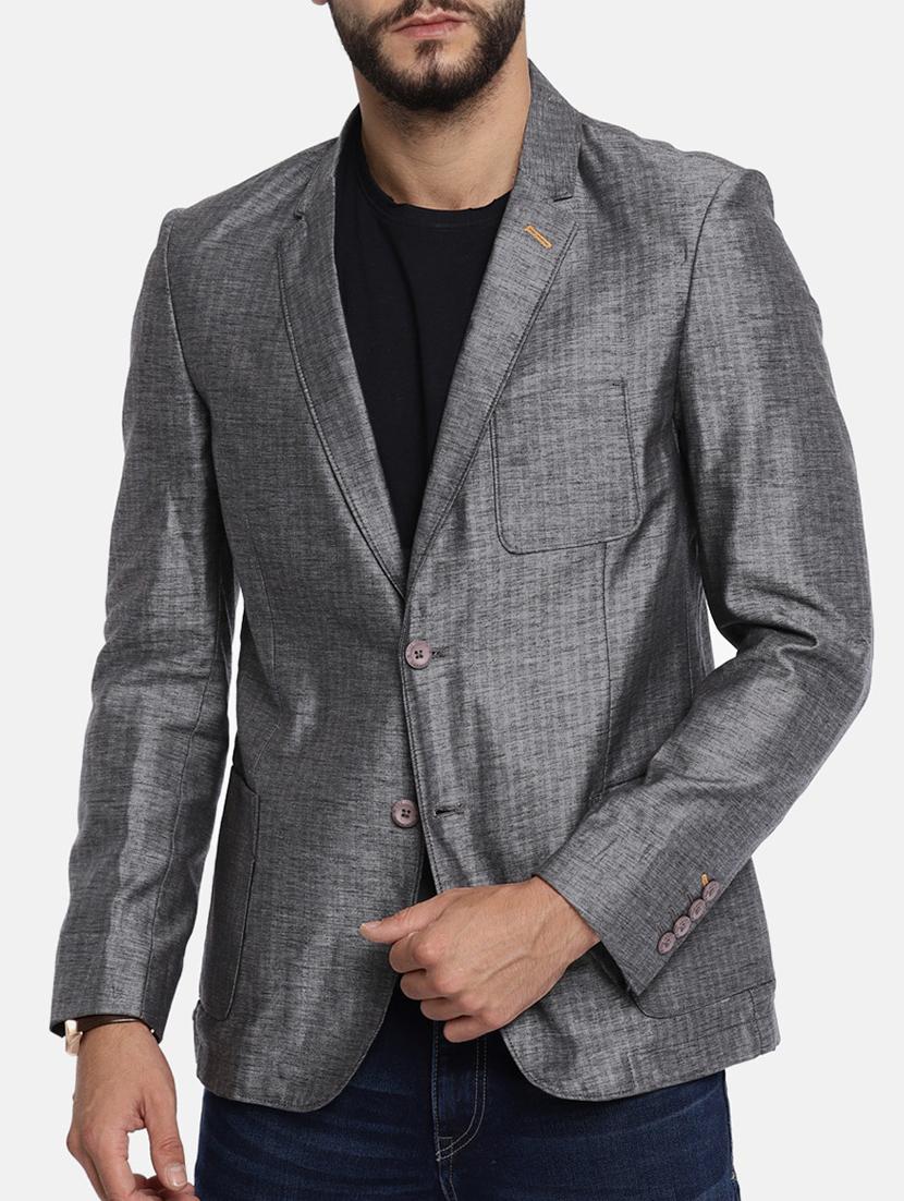grey cotton single breasted blazer - 15291954 - Zoom Image - 1