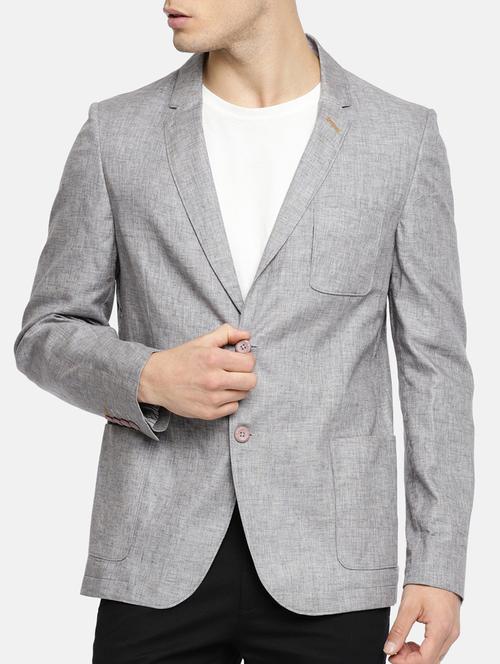 grey cotton single breasted blazer - 15291955 - Standard Image - 1