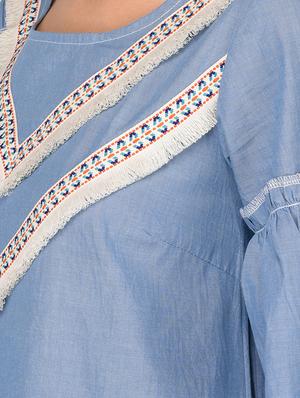 blue cotton shift dress - 15291968 - Standard Image - 4