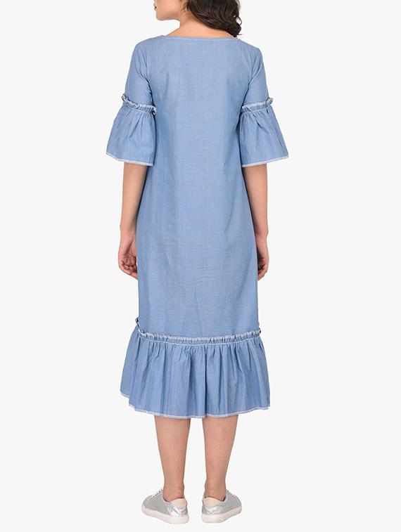 blue cotton shift dress - 15291968 - Zoom Image - 3