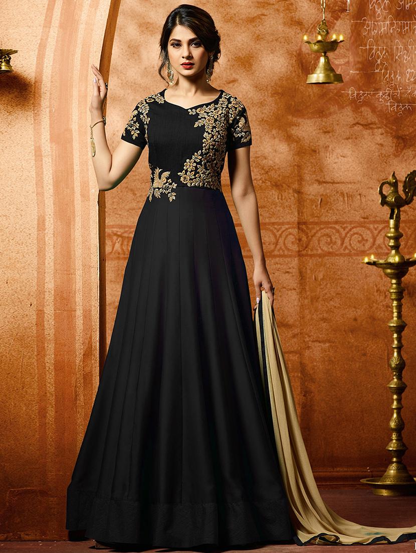 embroidered semi-stitched anarkali suit - 15292192 - Zoom Image - 1
