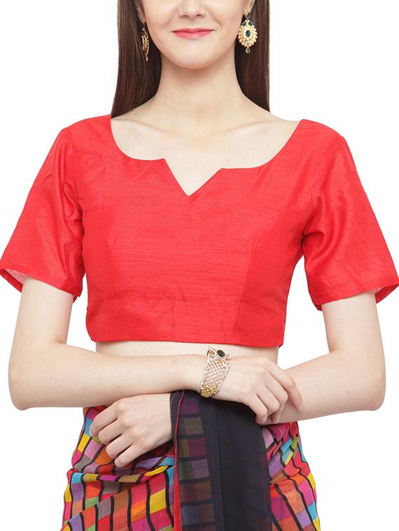red georgette printed saree with blouse - 15292290 - Zoom Image - 3