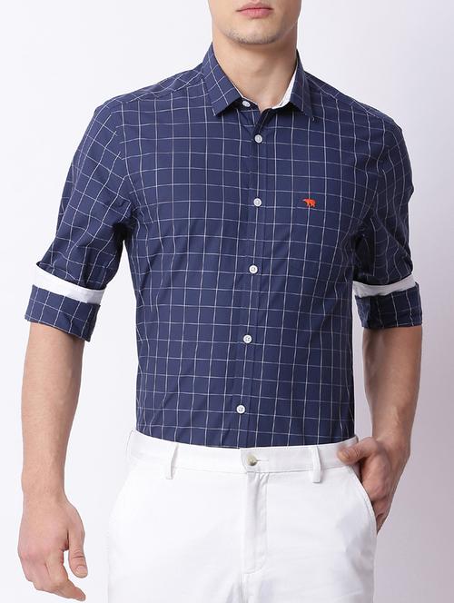 blue cotton casual shirt - 15292669 - Standard Image - 1