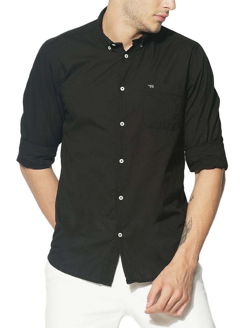 black cotton casual shirt - 15292671 - Zoom Image - 1