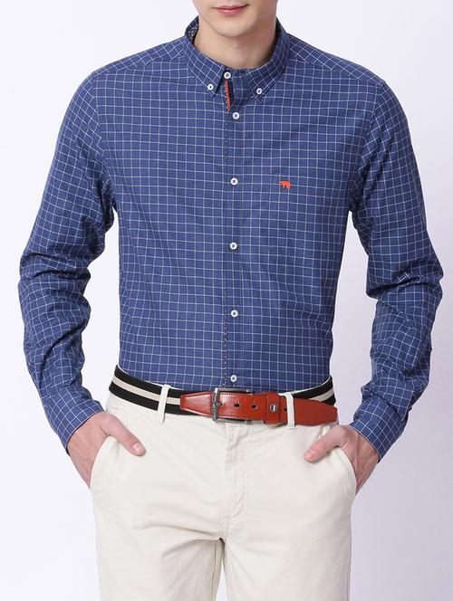 blue cotton casual shirt - 15292674 - Standard Image - 1