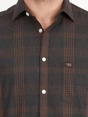 brown checkered casual shirt - 15292722 - Standard Image - 5