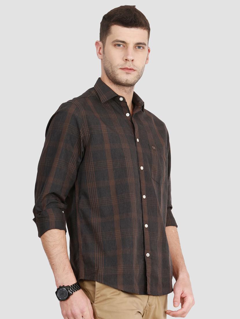 brown checkered casual shirt - 15292722 - Zoom Image - 2