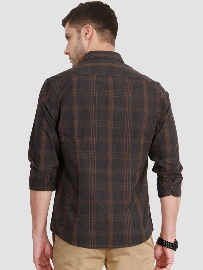 brown checkered casual shirt - 15292722 - Zoom Image - 3